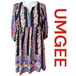 UMGEE Floral Mini Dress, Long Sleeve, Size S.